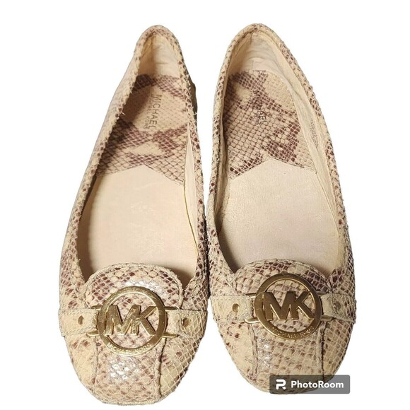 Michael Kors Snakeskin Flats Size 11 Comfort Monogram - Picture 1 of 7